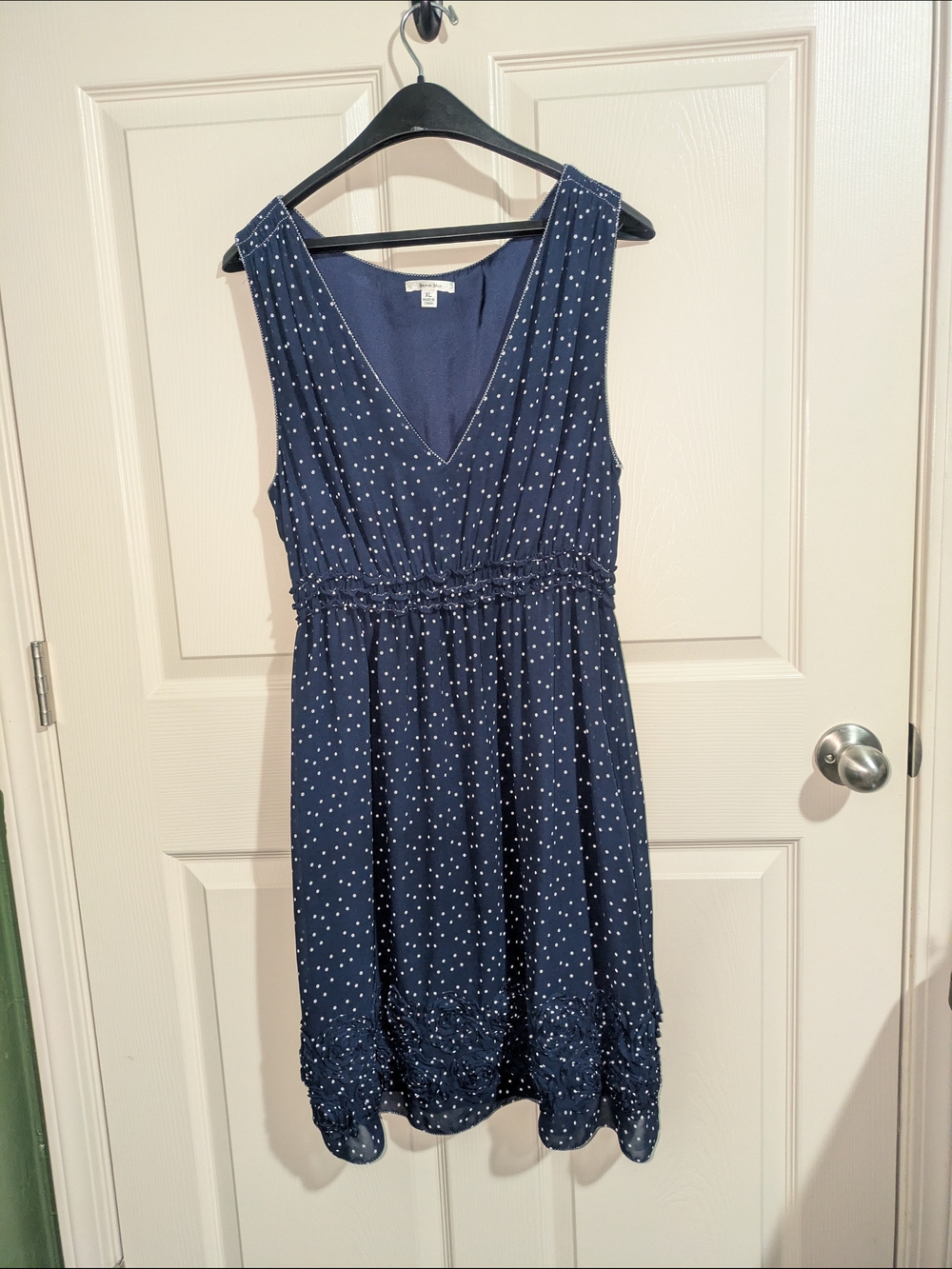 Sophie Max Navy Polka Dot V-Neck Midi Dress